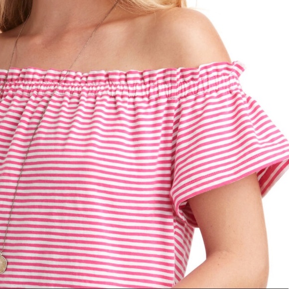 Vineyard Vines Stripe Off Shoulder Slub Knit Dress - Picture 2 of 13